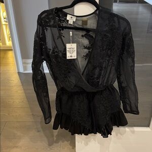 Elegant Black Lace Women's Top